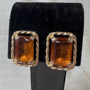 Vintage Sarah Coventry "Wild Honey" Amber Glass Clip On Earrings